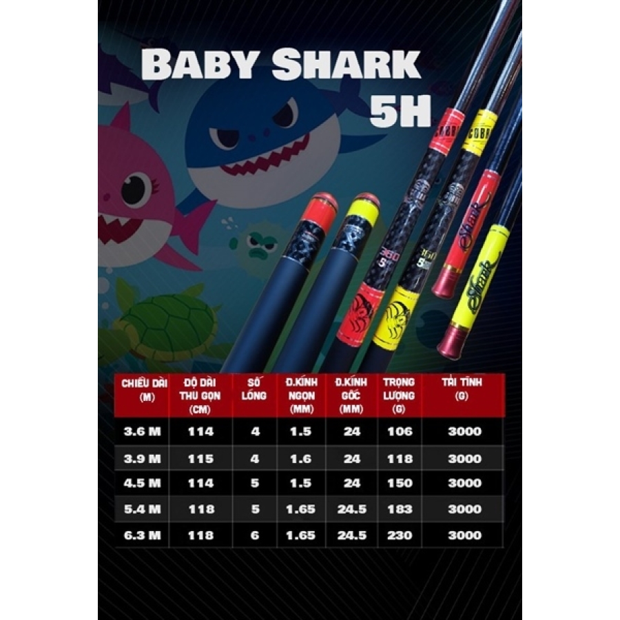CẦN SĂN HÀNG BABY SHARK - VÀNG - 5H - 3M6 (CÂY)