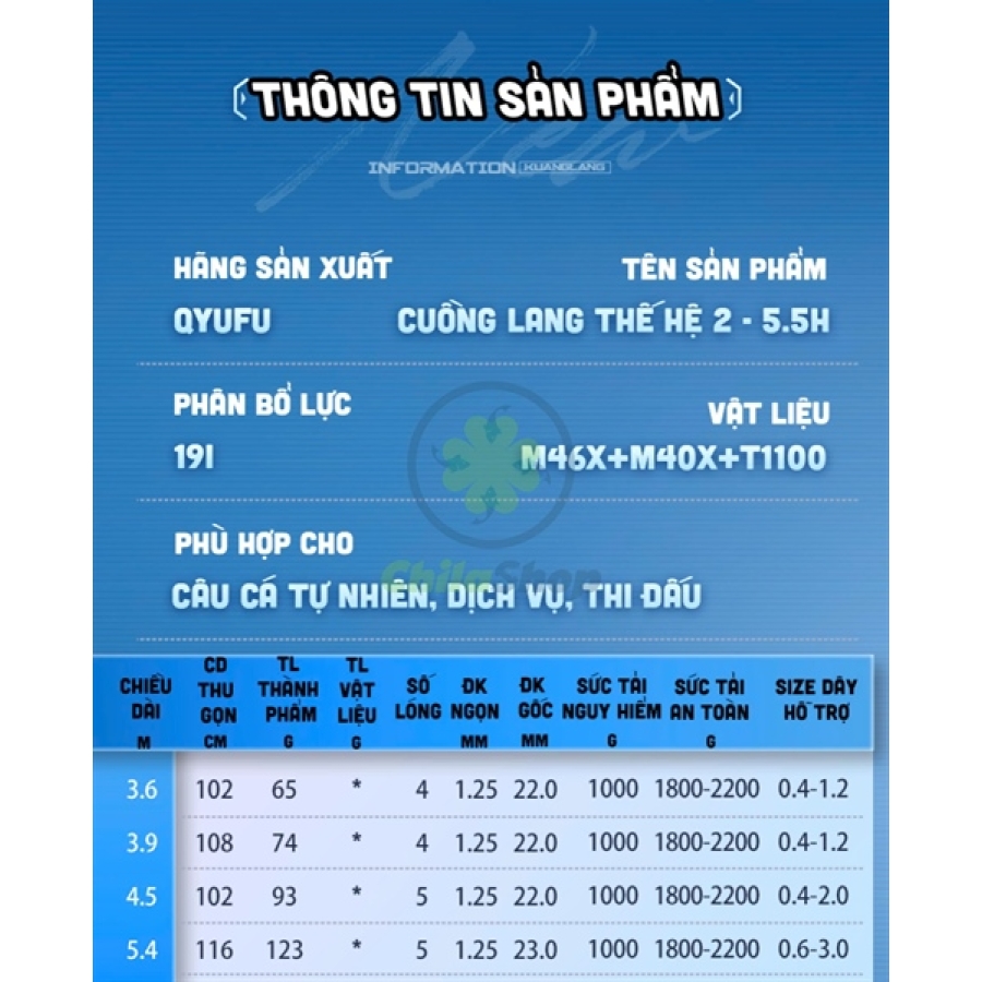 CẦN CUỒNG LANG TH2 (7 MÀU)-5.5H - 3M6