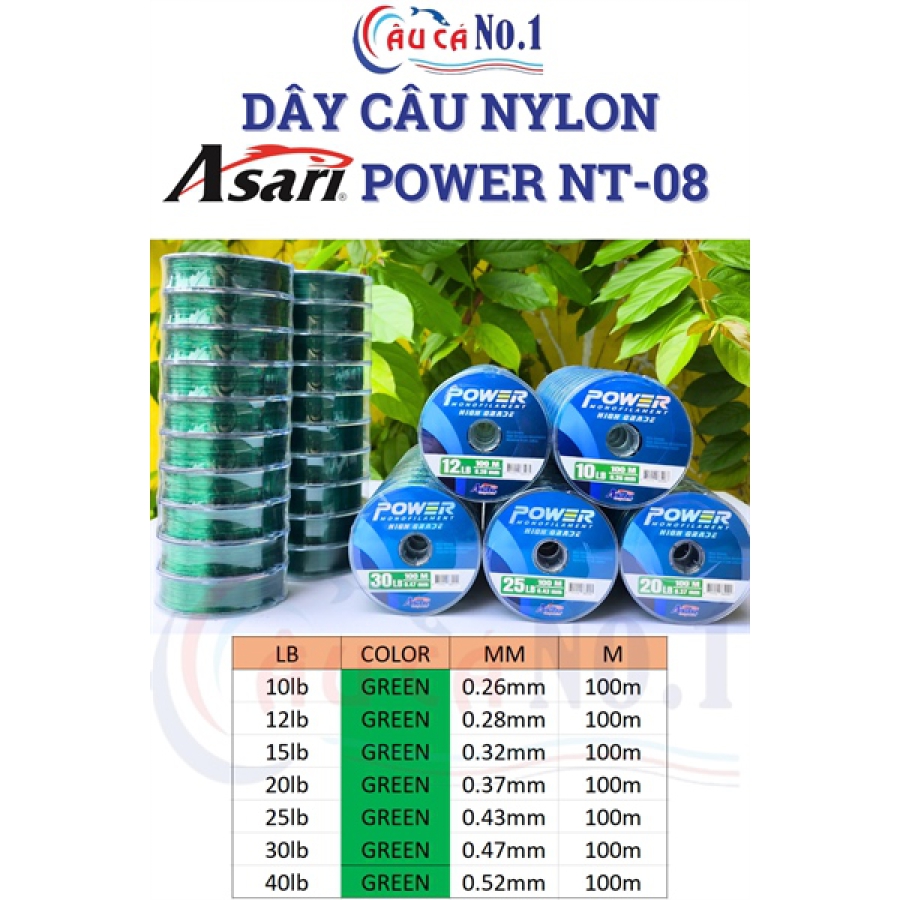 DÂY CÂU ASARI POWER - LỐC 10 CUỘN - 10LB