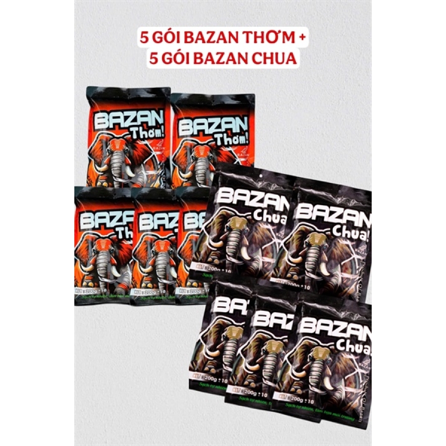 COMBO 10 GÓI 2 LOẠI (5 GÓI BAZAN THƠM + 5 GÓI BAZAN CHUA)