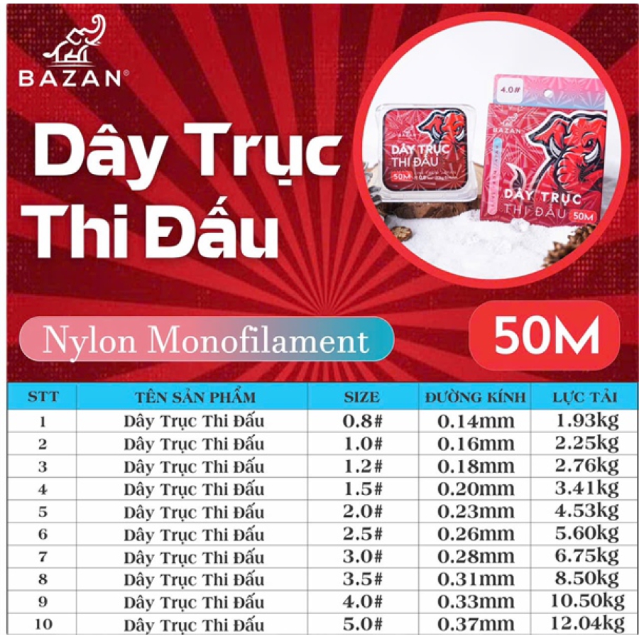 DÂY TRỤC THI ĐẤU BAZAN - CUỘN 50M