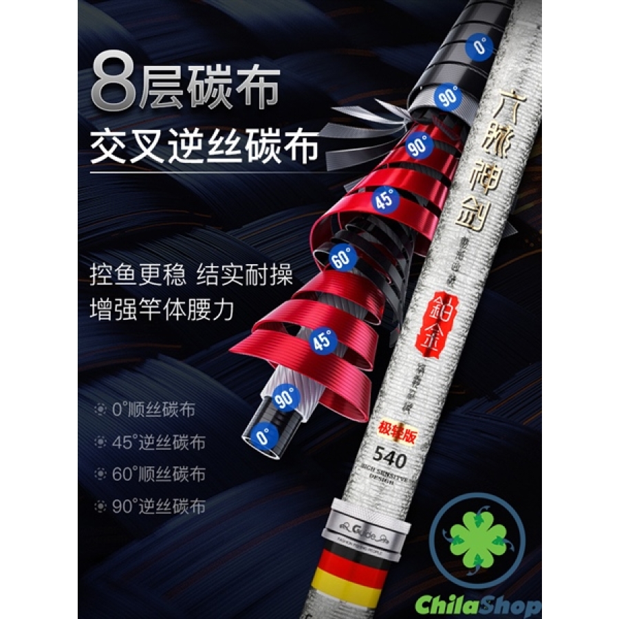 CẦN CÂU TAY LỤC MẠCH THẦN KIẾM BẠC - 5M4 - 5H (CÂY)
