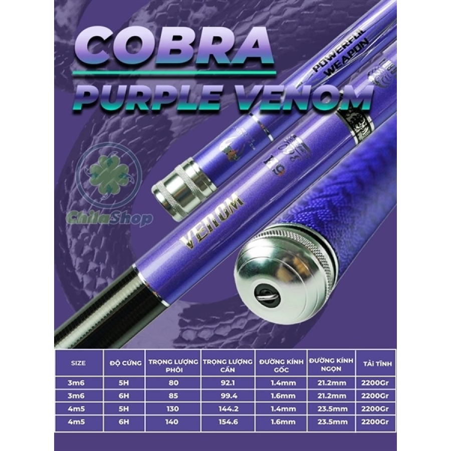 CẦN COBRA VENOM - 3M6 - PURPLE - 6H (CÂY)