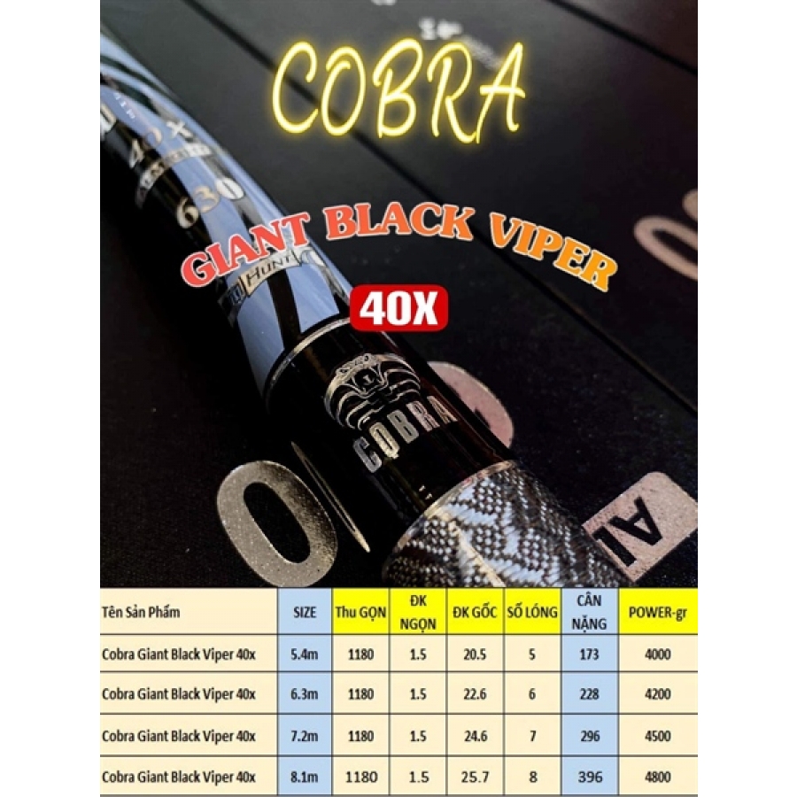 CẦN COBRA GIANT BLACK VIPER 40X - 6M3
