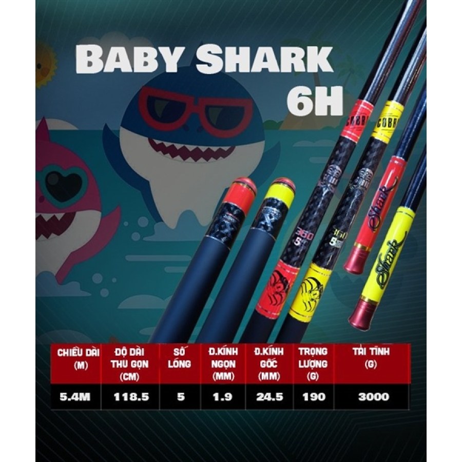 CẦN SĂN HÀNG BABY SHARK - VÀNG - 6H - 5M4 (CÂY)